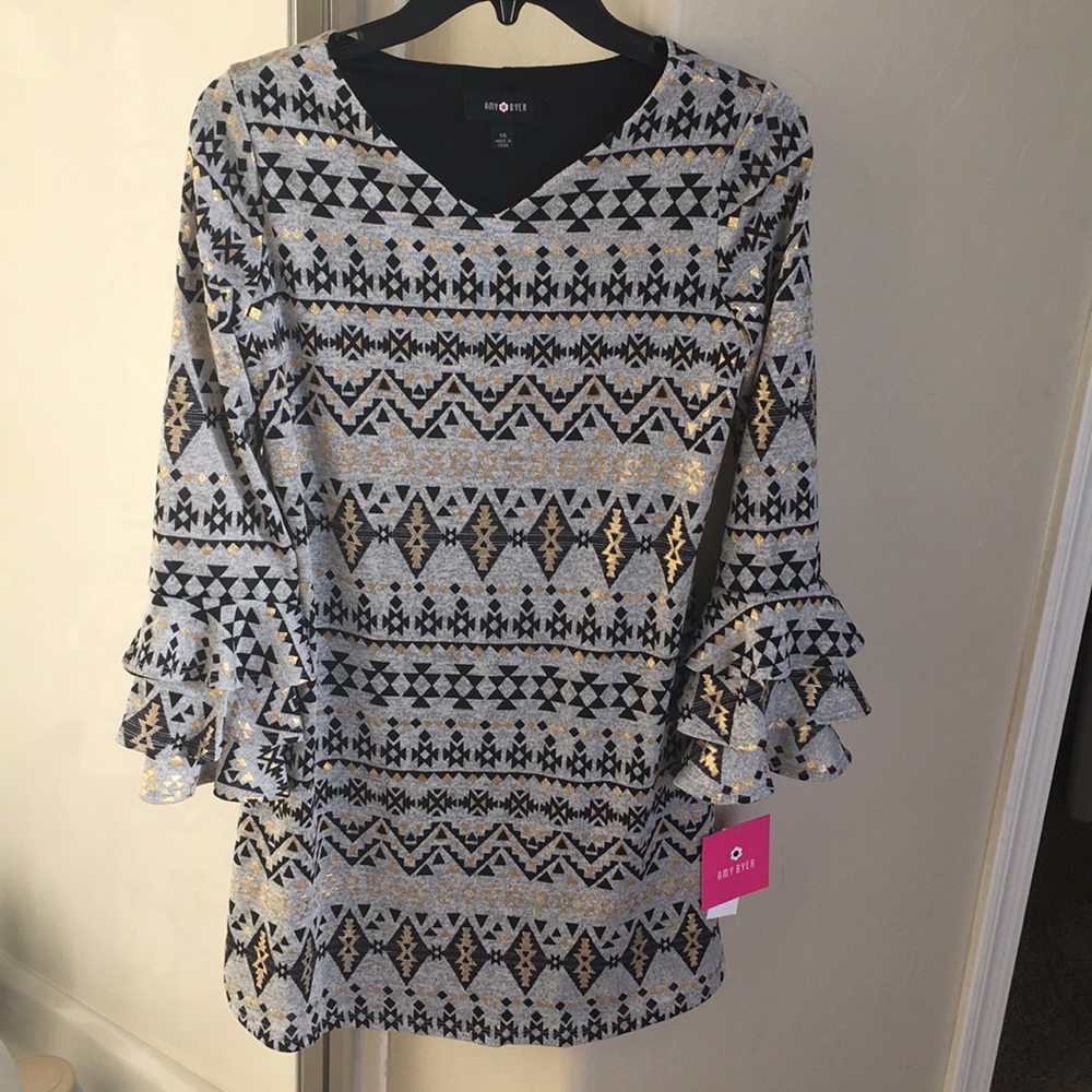 NWT Amy Byer Girls’ S 14 dress black gray and gold